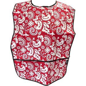 Nibble and Dribble Adult Clothing Protector - Mod Damask Red